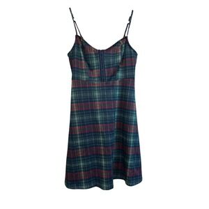 SO Plaid Dress Corset Style Sleeveless Green Red Casual‎ Career Party Small